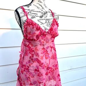 Floral Pink Women's Babydoll Lingerie dress